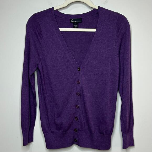Lane Bryant Purple Cardigan Sweater Size 14 V Neck Grandpa Style - Picture 1 of 8